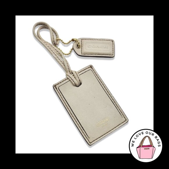 Y2K VINTAGE COACH Luggage ID Bone Beige Leather & Hang Tag Bag Charm Keychain - Picture 1 of 2